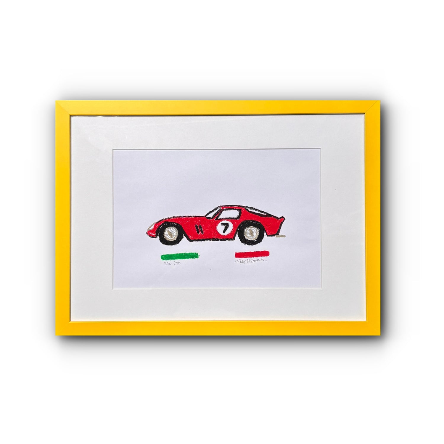Ferrari 250 GTO original unique art drawing by TEDDY McDONALD