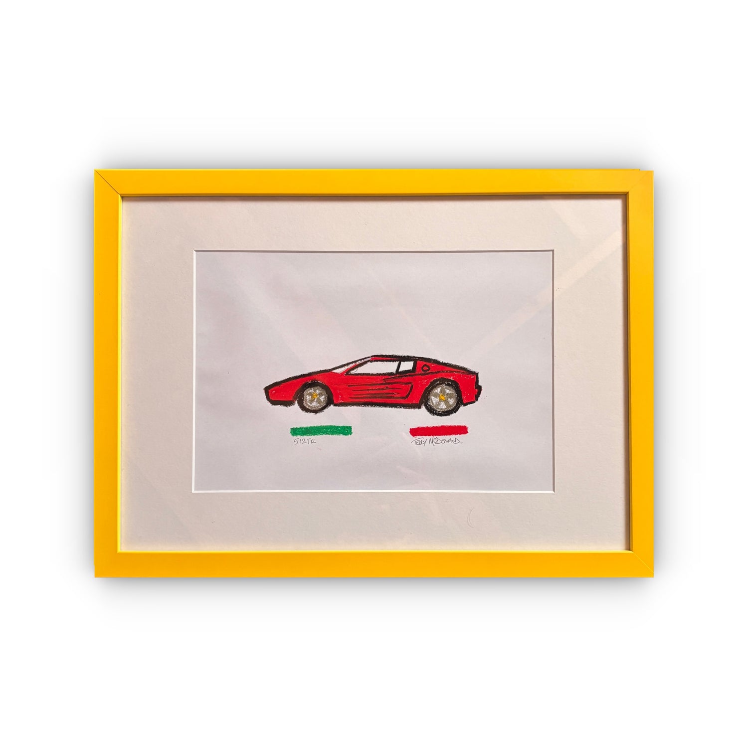 Ferrari 512 TR Testarossa unique original art drawing by TEDDY McDONALD