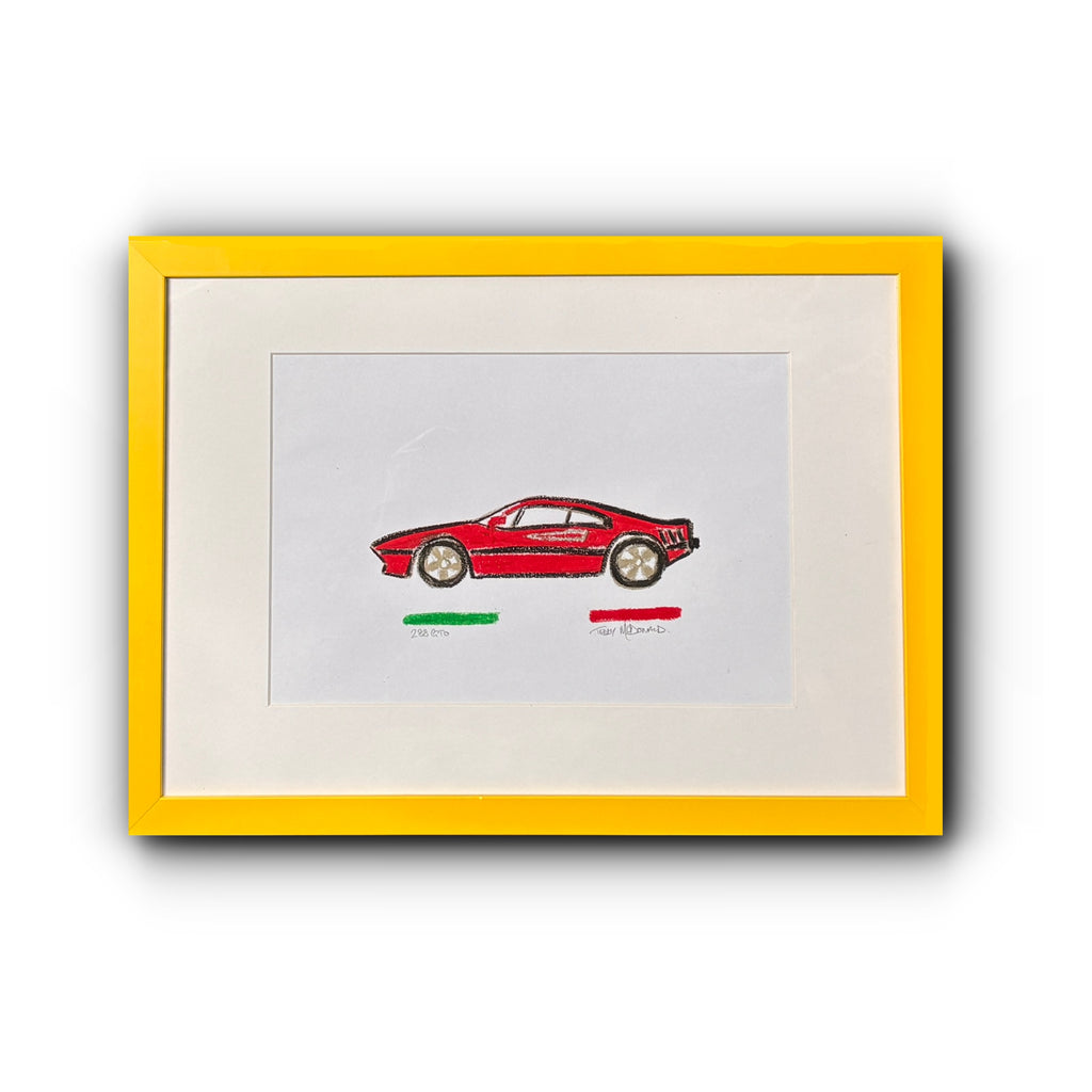 Ferrari 288 GTO - Unique & Original Fine Art Oil Pastel Drawing on Paper