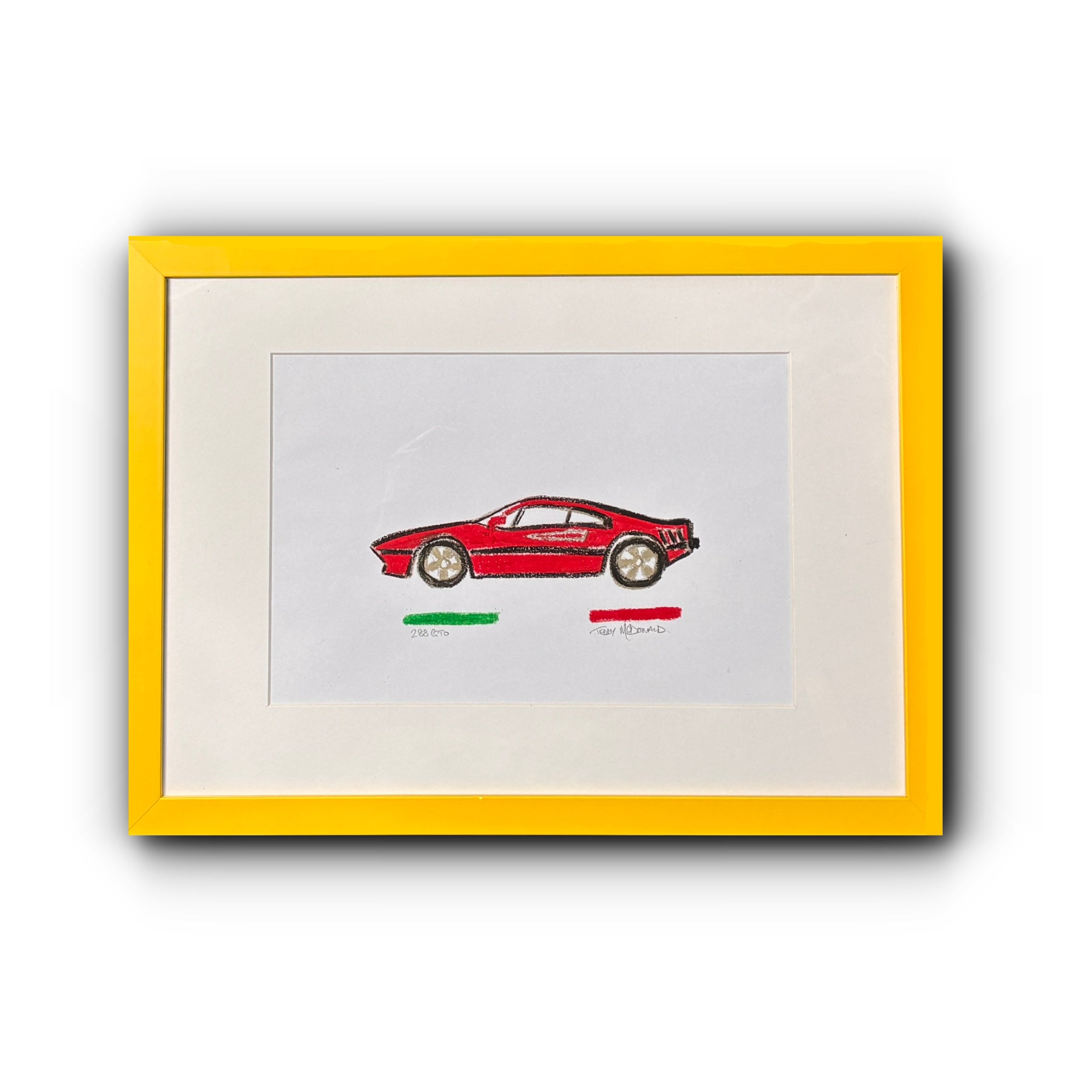 Ferrari 288 GTO - Unique & Original Fine Art Oil Pastel Drawing on Paper