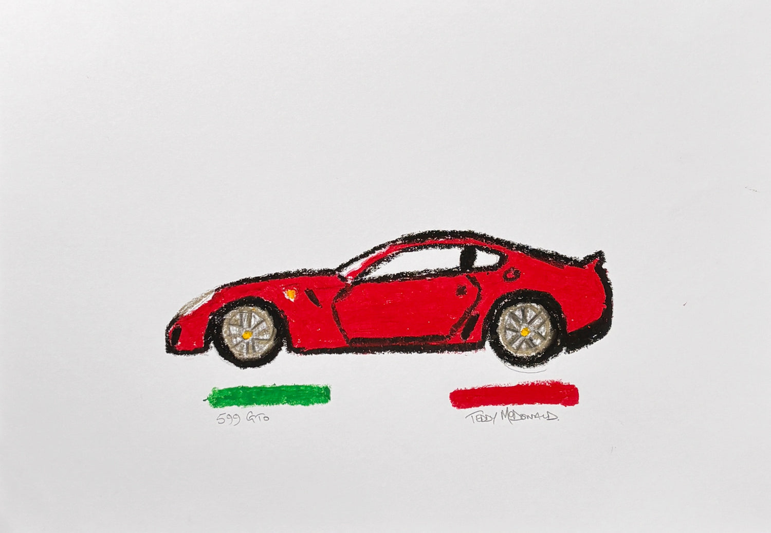 Ferrari 599 GTO unique original art drawing by TEDDY McDONALD