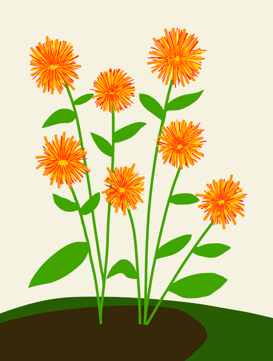 Daylesford Dahlias - Limited Edition Contemporary Fine Art iPad painting on Aluminium 1/5