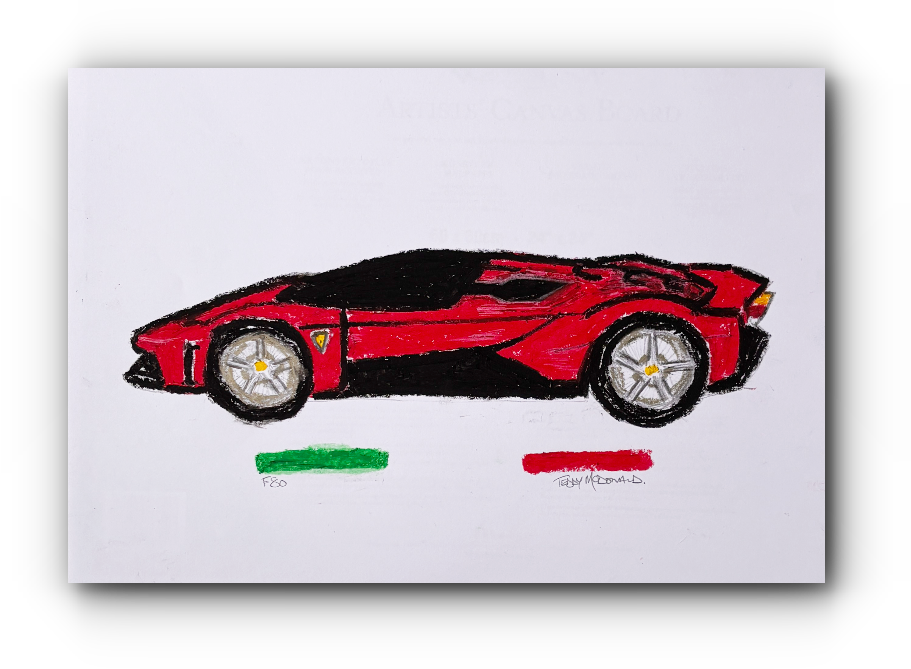Ferrari F80 unique original art drawing by Teddy McDonald