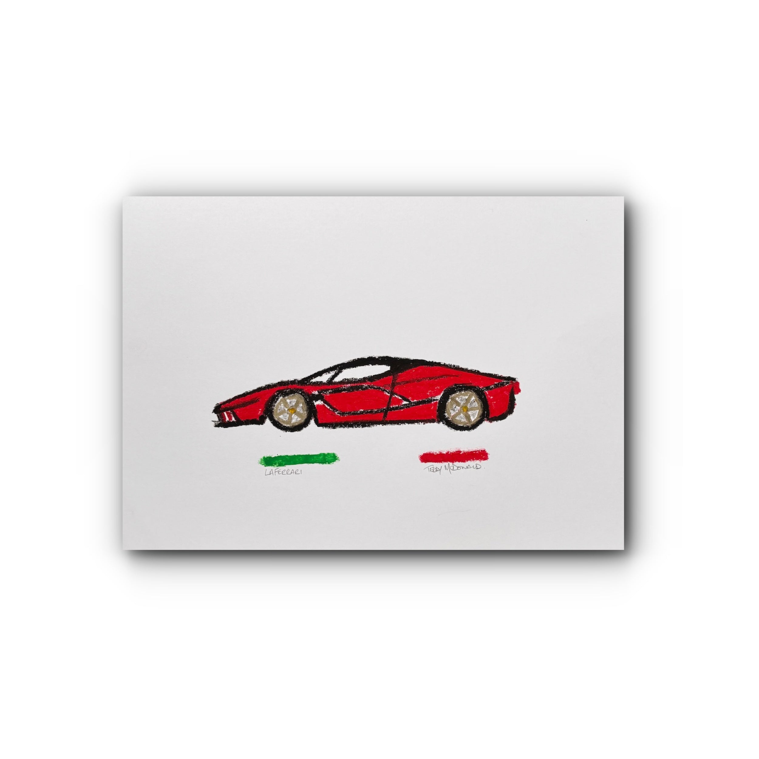 Ferrari LaFerrari - Unique & Original Fine Art Oil Pastel Drawing on Paper