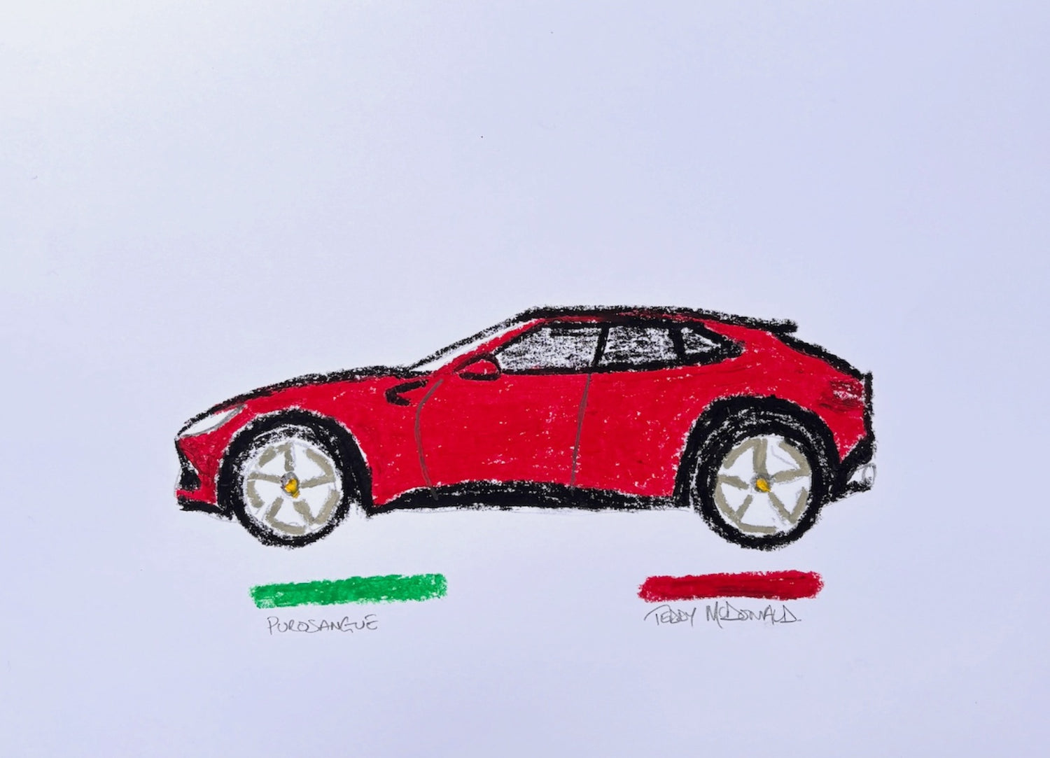 Ferrari Purosangue unique original art drawing by TEDDY McDONALD