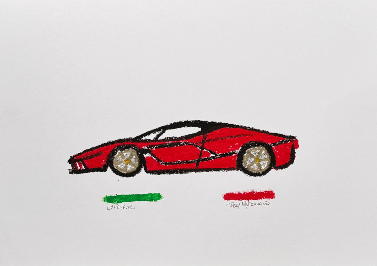 Ferrari LaFerrari unique original art drawing by Teddy McDonald