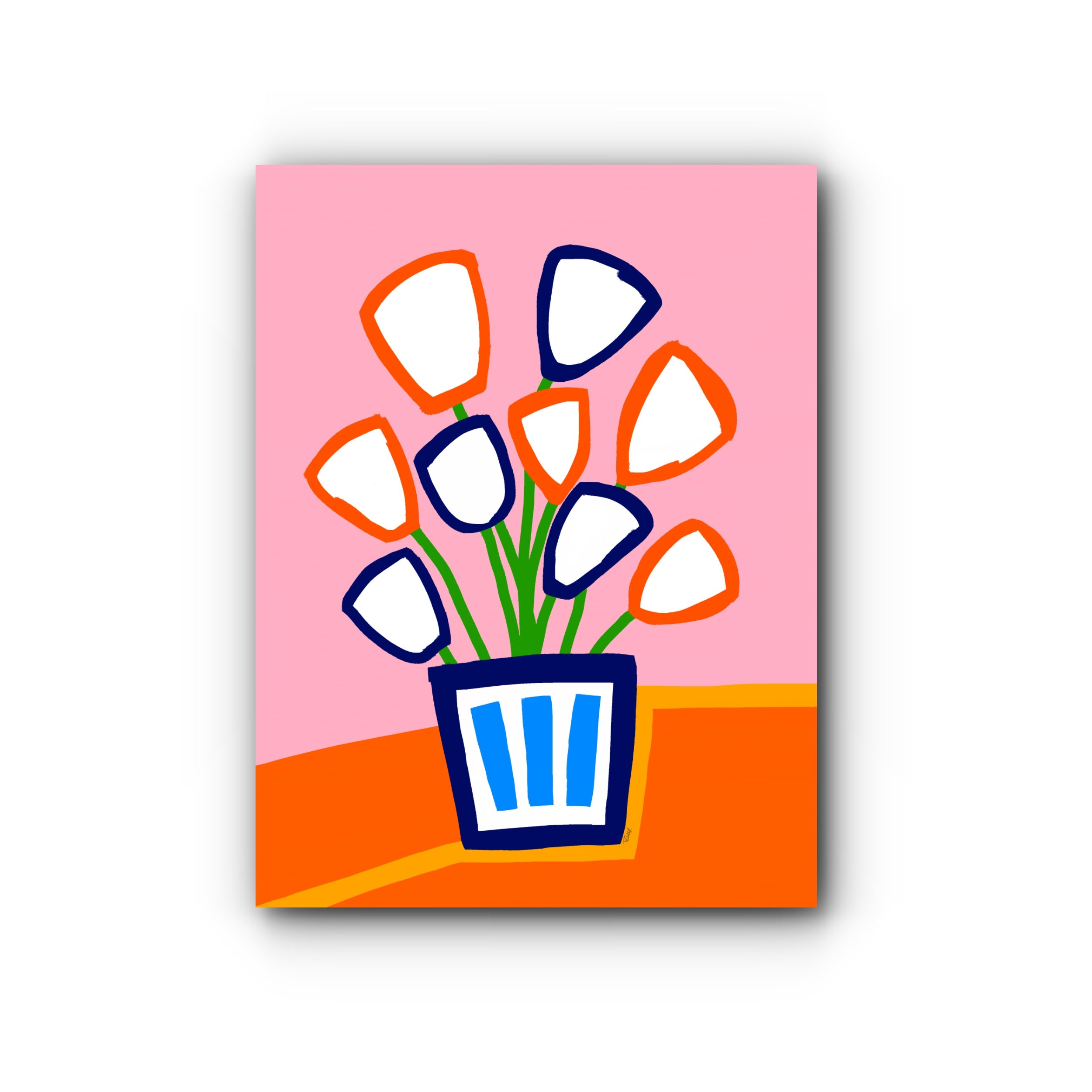 White Flowers on Pink - Open Edition A2 Fine Art Print