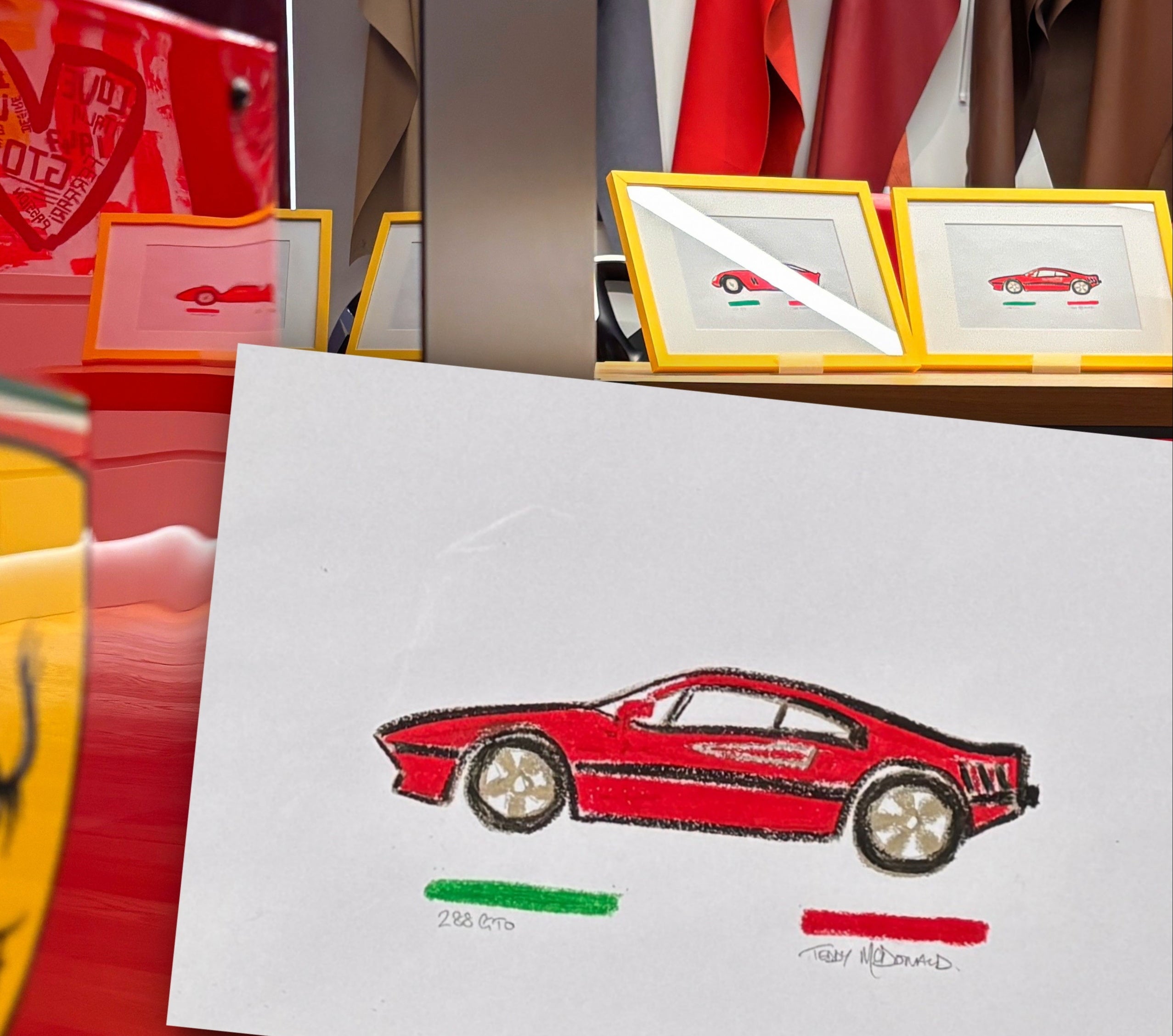 ferrari car art drawings by TEDDY McDONALD official ferrari dealer London